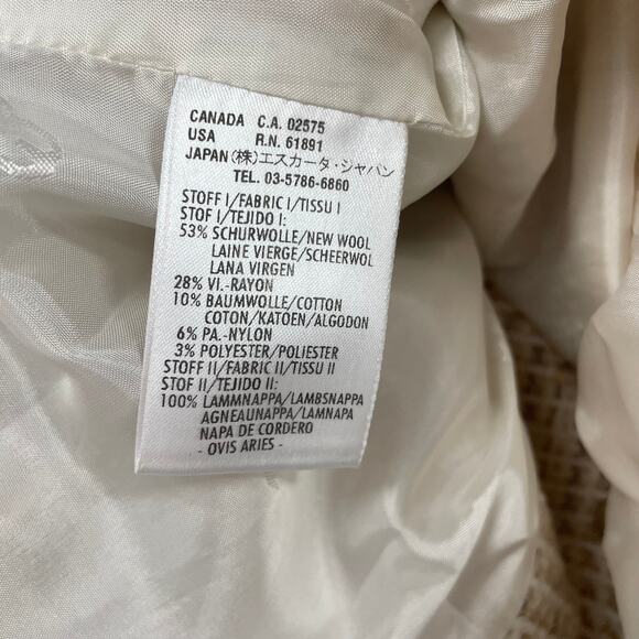 Escada Cream Gold Metallic Wool Blend Tweed Suit Jacket Womens 40 / US 10 - Picture 7 of 8